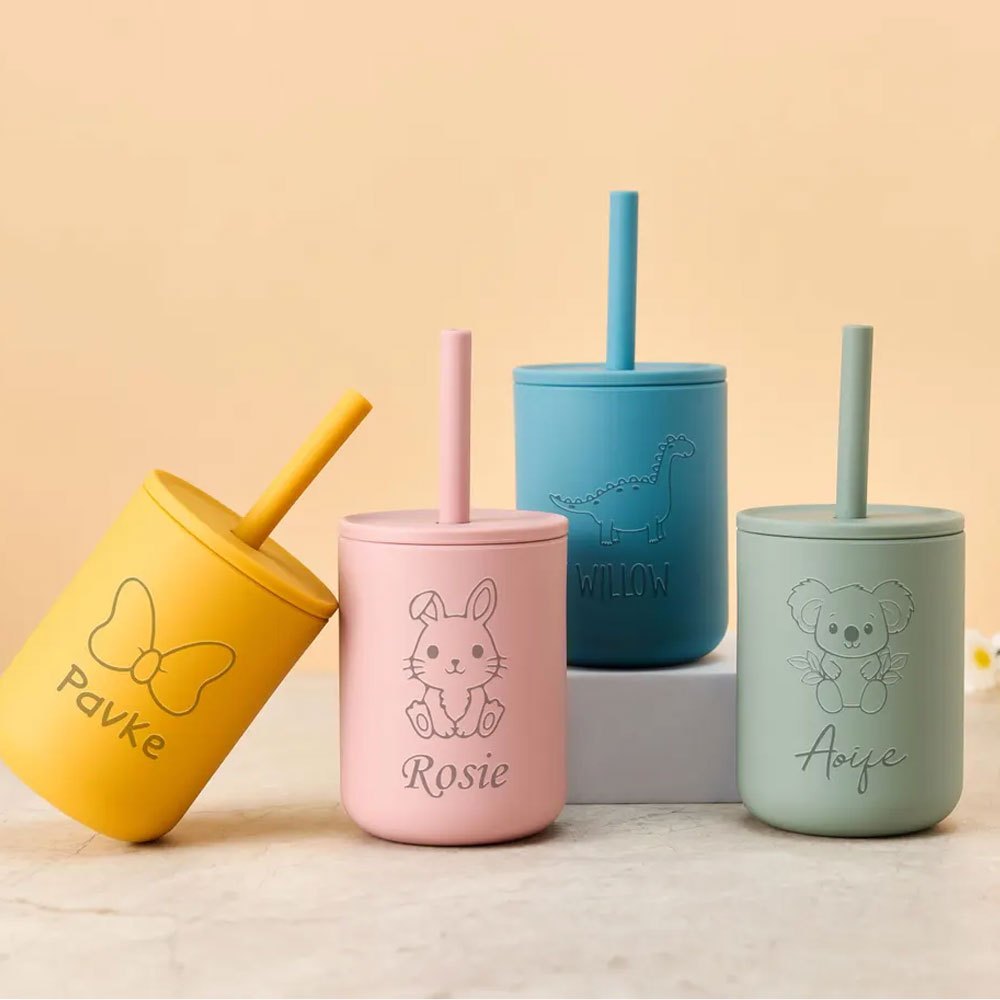 Custom Name Silicone Kids Stra - Baby Food Jars With Lids recension och pris